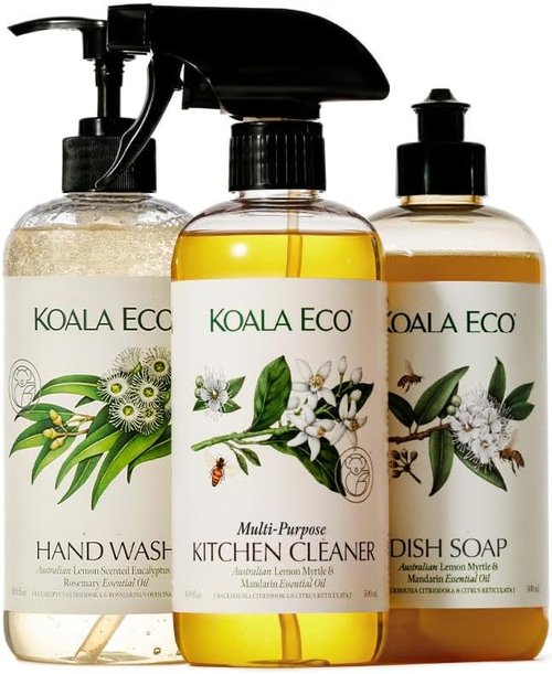 Koala Eco Gift Set - Kitchen Cleaner, Dish Soap & Hand Wash | Australian Lemon Eucalyptus & Rosemary, 16 oz (3 Pack)
