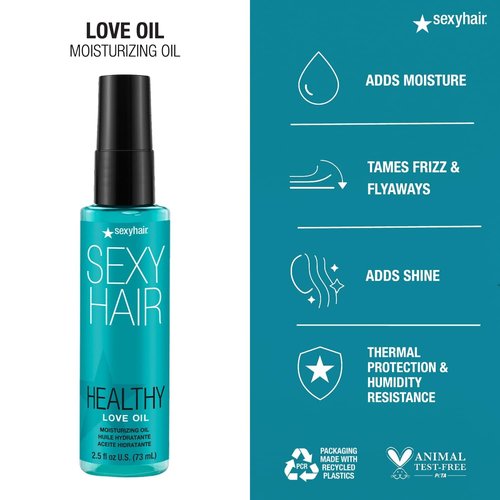 SexyHair Healthy Love Oil | Moisturizing Oil for Smoothness & Frizz Control | Thermal Protection & Shine | All Hair Types