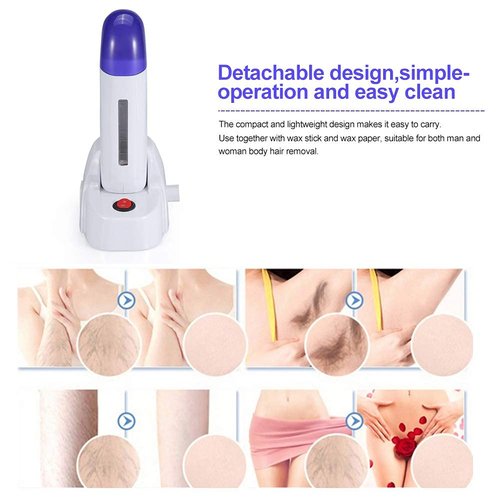 Nynelly Depilatory Roll on Wax Warmer Kit, Portable Hair Removal Epilator Machine Set for Women Men - Leg, Bikini, Armpit (Heater 1, Wax 1, 20 Strips)