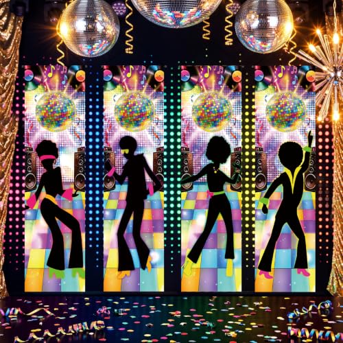 Retro Disco Door Banner Decorations - 59 x 16 in Halloween Party Decor - 4 Pack
