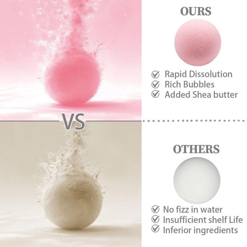 GETT Rose Bath Bombs 4-pcs, Individually Wrapped Bath Bombs for Men & Women, Luxury Gift Set with Vegan and Essential Oils, Relaxing and Moisturizing Bubble Bath, Organic Bath Essentials for All