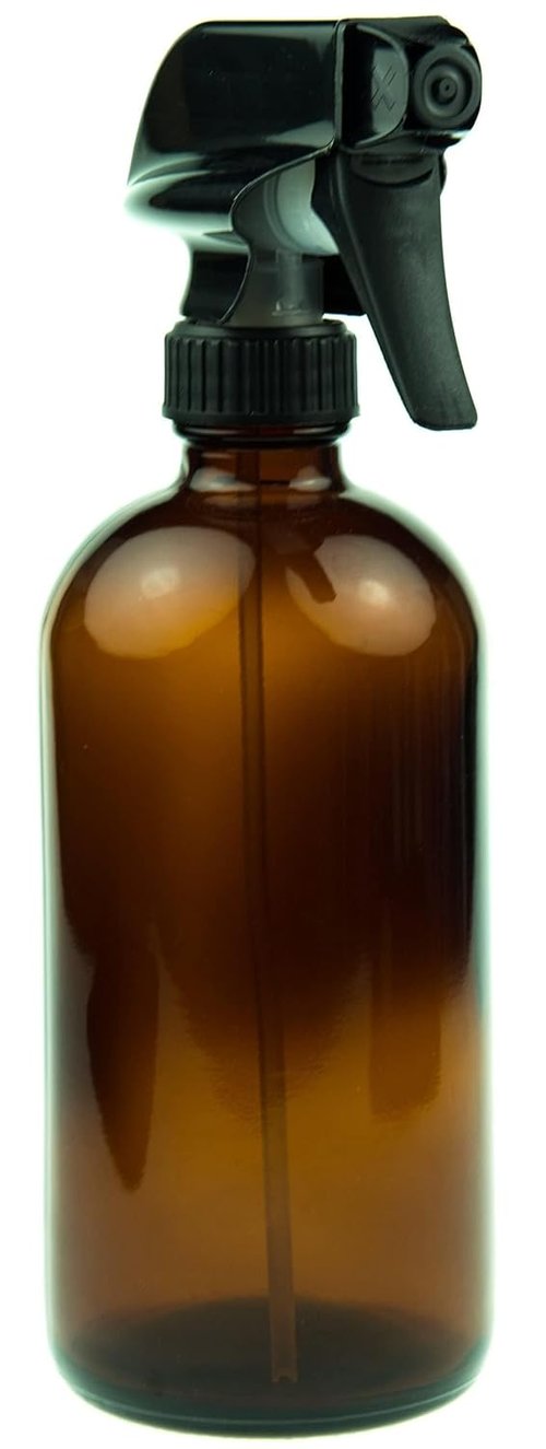 Sally's Organics 16oz Amber Glass Spray Bottle - Refillable, Chemical-Resistant with Adjustable Mist & Stream