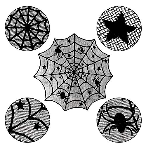 Halloween Lace Spiderweb Tablecloth Set - Black, Reusable Decor for Parties
