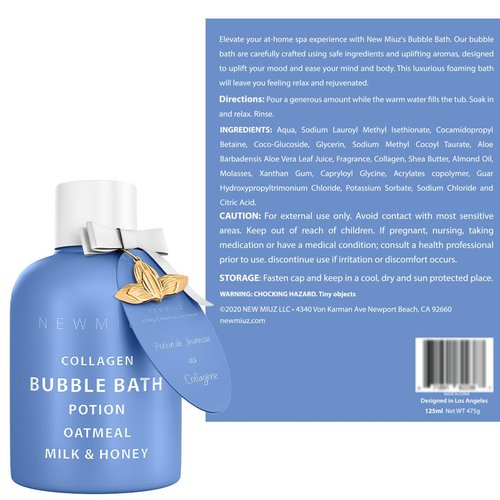 Collagen Luxury Bubble Bath Long Lasting Foam with Oatmeal Milk Honey Moisturizing Relaxing Stress Relief Calming Self Care Spa Gift for Women and Men