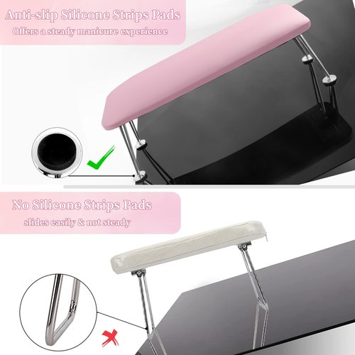 BOMOQING Arm Rest for Nails, Microfiber Leather Nail Arm Rest for Acrylic Nails, Nail Arm Rest Table with Pillow Cushion Hand Holder for Manicure, Hand Rest for Nails Tech, Home Use or Salon(Purple)