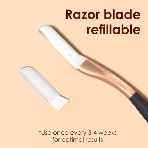 THURLADY Dermaplane Razor, Exfoliating Face Razors for Women, Dermaplaning Tool, 1 Reusable Handle with 10 Blade Refills, Facial Peach Fuzz Removal and Eyebrow Shaping (Rose Gold)