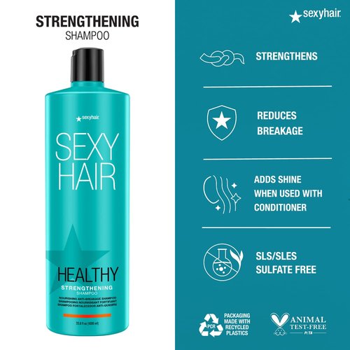 SexyHair Healthy Strengthening Shampoo & Conditioner - Anti-Breakage Formula for Damaged Hair | Sulfate-Free