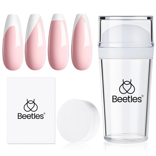 Beetles French Tip Nail Stamp 3Pcs Silicone Nail Stamp Kit with Replacement Nail Stamper Heads and Scrapers Nail Printing Tool for Home Manicure Diy Nail Art Salon Gifts for Girls