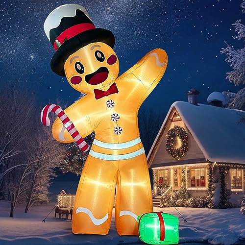 OurWarm 12FT Gingerbread Christmas Inflatable - Giant Holiday Yard Decor