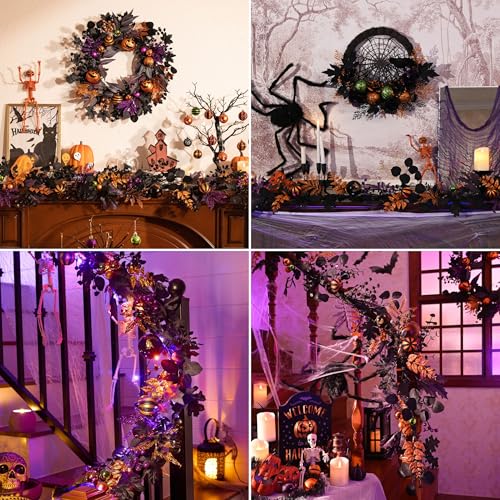 Halloween Garland with Lights - 6ft Autumn Decor for Mantel & Party