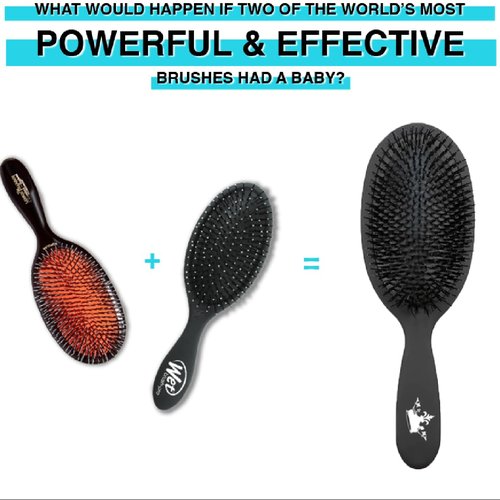 RPZL Boar Bristle Brush - Cushioned Styling Tool for Smoothing & Polishing Hair - All Hair Types, Wet or Dry