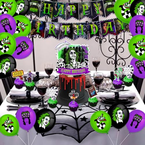 Halloween Birthday Decorations Set with Horror Beetleju Characters - 32 Pieces