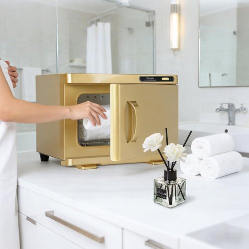 Towel Warmer,Towel Steamer for Facial, Professional Spa Hot Towel Warmer 8L, Towel Warmer Cabinet, Towel Cabinet for Facial Caddy for Salon,Spa, Massage Use(Gold)