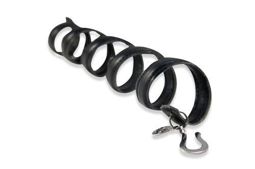 6-Inch Black Leather Hair Spiral Wrap – Decorative Beaded Chain Accessory for Ponytails, Braids, and Dreadlocks – Unisex Festival & Biker Style