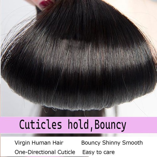 12A Straight Bundles Human Hair 20 Inch 100% Unprocessed Brazilian Virgin Human Hair Bundles Straight Sew In Bundles for Black Women Hair Extensions Natural Black Color