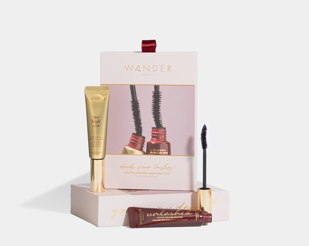 Wander Beauty Deck Your Lashes Mile High Club Length & Define + Unlashed Volume & Curl Mascara Limited Edition Gift Set, Instant Volume, Lash-Nourishing, Smudge-Proof, Water-Resistant, Cruelty Free