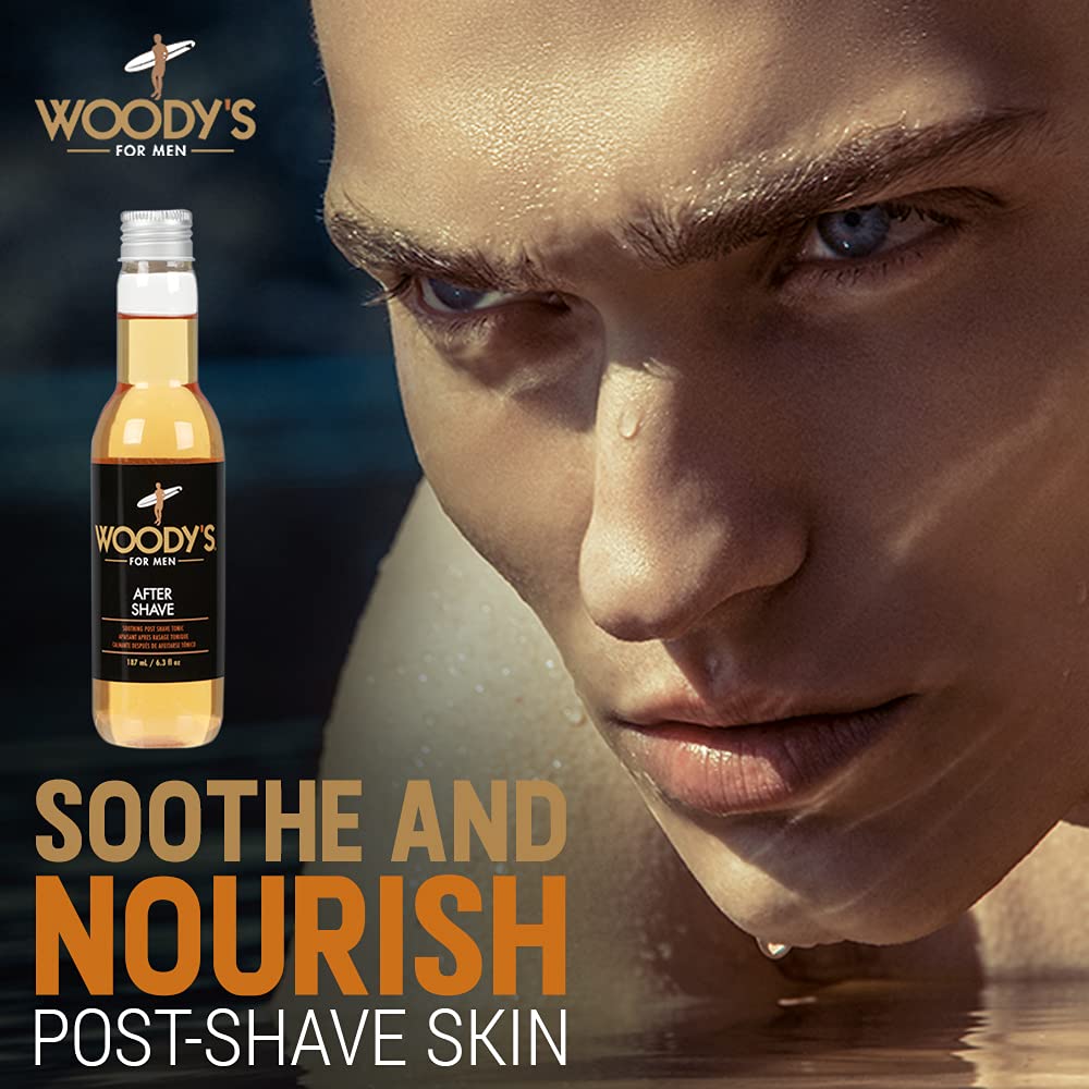 Woody's Aftershave Tonic for Men - Soothing Formula with Aloe Vera & Chamomile, 6.3 fl oz