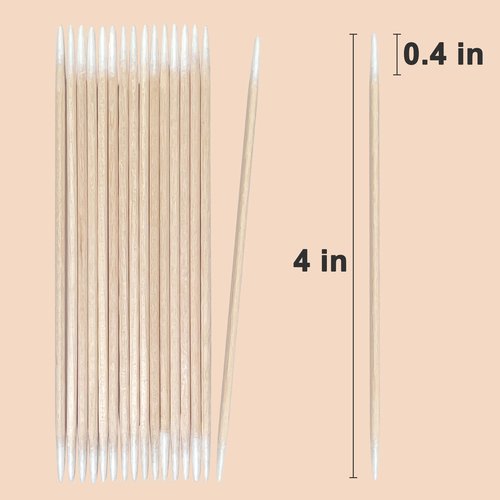 1000 Pcs Double Pointed Cotton Swabs for Nails, 4 Inch Lint Free Microblading Cotton Swab for Makeup, Nail Polish Clean Up Tool, for Beauty, Precision Makeup and Craft Applicators