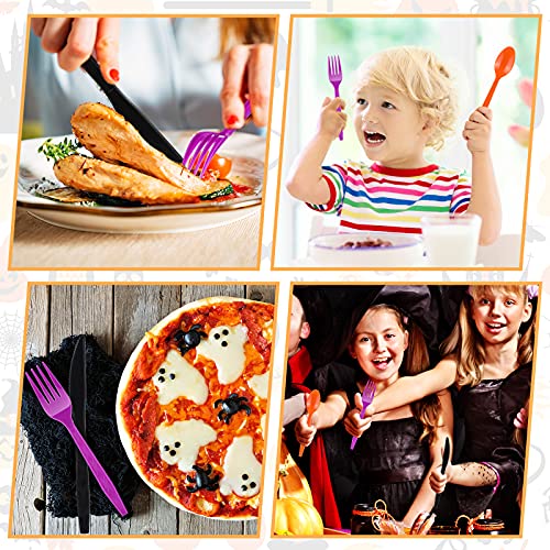 60-Piece Halloween Plastic Cutlery Set - Disposable Forks Spoons Knives for Parties