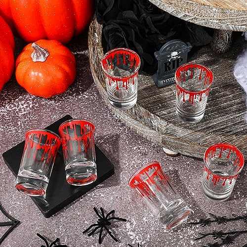Halloween Blood Splattered Shot Glasses 6-Pack - 1.7oz Horror Party Drinkware