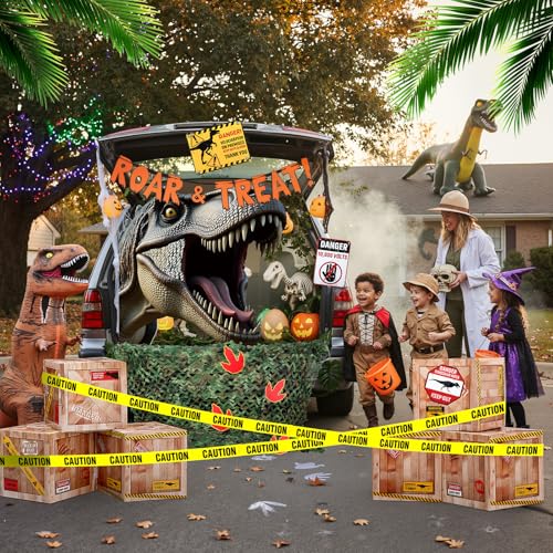 Dinosaur Party Decorations Kit with Favor Boxes Caution Tape Jungle Safari Theme