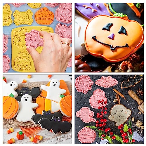 Halloween Cookie Cutters Set - 24 Shapes Embossing Mold for Baking & Decorations - Kids Friendly - Halloween