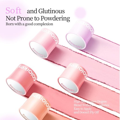 COLORKEY Shimmering Pudding Powder Blush - Lightweight & Smooth, Naturally Luminous Finish | 3.2g (01 Violet)
