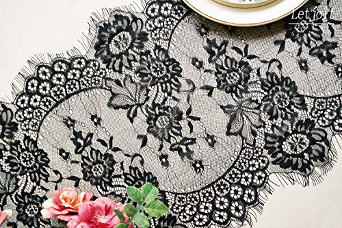 Letjolt Black Lace Table Runner 14x120 Inches Elegant Wedding Decor - Variation 1