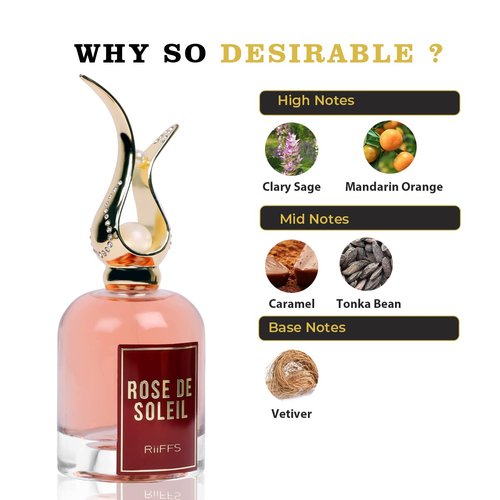 Riiffs Perfumes Rose De Soleil Eau De Parfum Spray - Luxurious Fragrance for Women | 3.4 Ounce