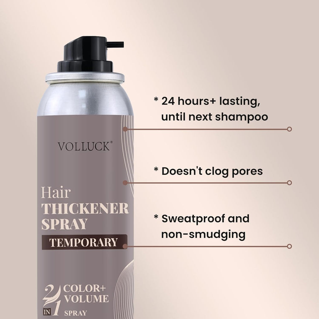 VOLLUCK Root Touch Up Hair Color Spray - Ammonia-Free, Quick Drying Grey Coverage for Men & Women | Black
