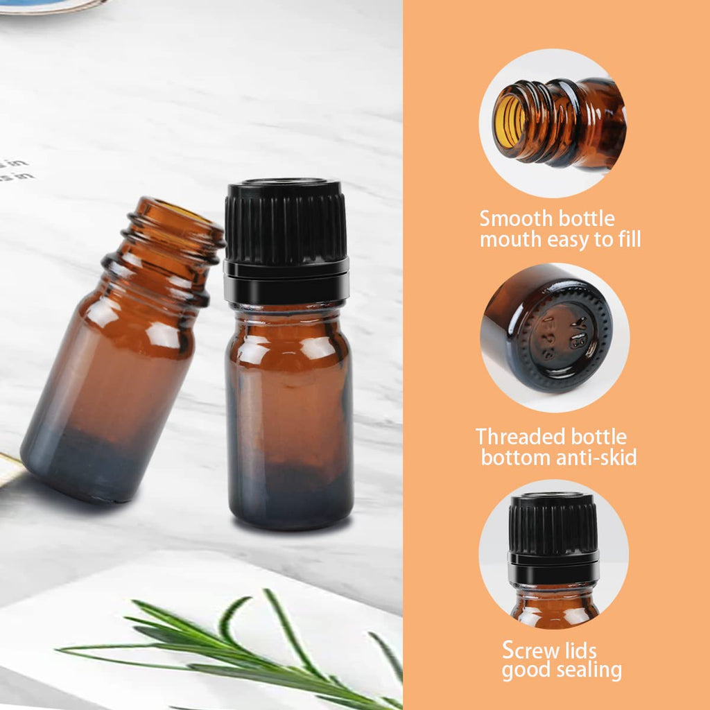 Wresty 20 Pack 5ml Amber Glass Essential Oil Bottles with Dropper, Perfect for Essential Oils, Perfume, Aromatherapy
