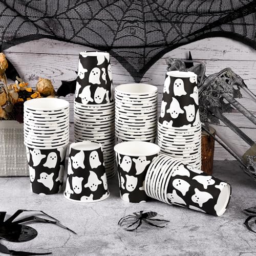 Halloween Ghost Paper Cups - 100 Disposable Party Cups for Spooky Events