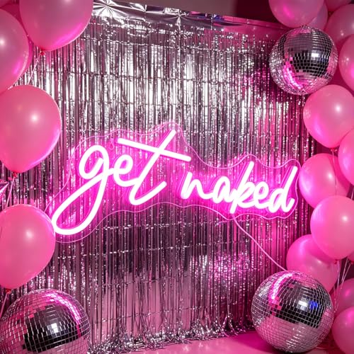 Get Naked Neon Sign Pink - USB Powered Wall Art for Room, Bar, Party & Home Decor