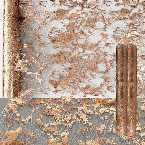 Rose Gold Glitter Metallic Mesh Table Runner 12 Pack 11x108 Inches for Wedding & Parties - 2x9FT