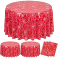 3 Pack Spider Web Plastic Tablecloths - 84 Inch Round, Festive Party Decor