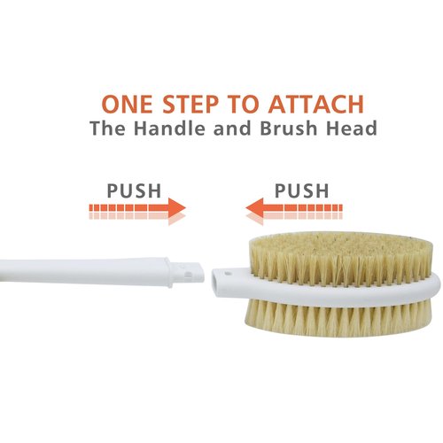 Shower Brush with Soft and Stiff Bristles,20.5" Extra Long Handle Dual-Sided Back Scrubber Bath Brush Body Exfoliator for Wet or Dry Brushing (Grey)(Super Long Handle)
