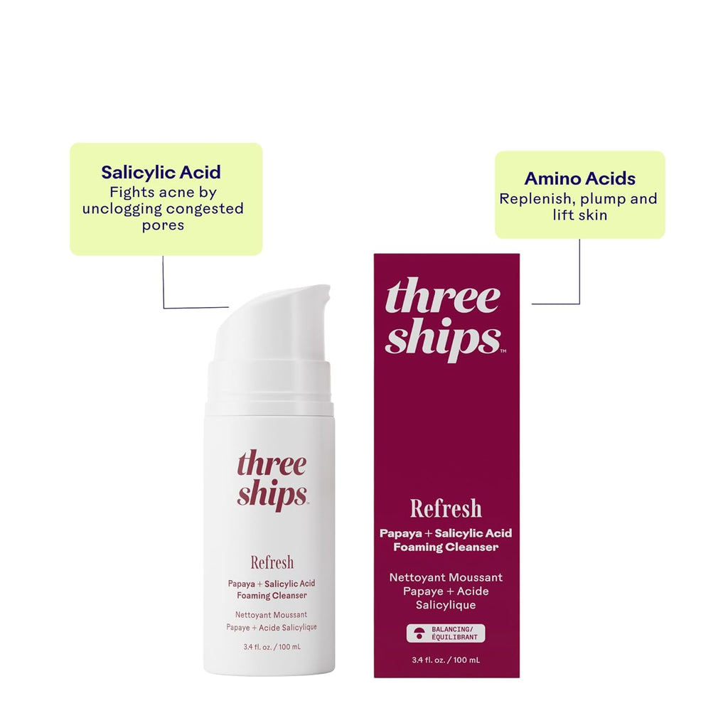 Three Ships - Refresh Papaya Cleanser with Salicylic Acid | Smooth & Refresh Sensitive Skin | 3.4 fl oz