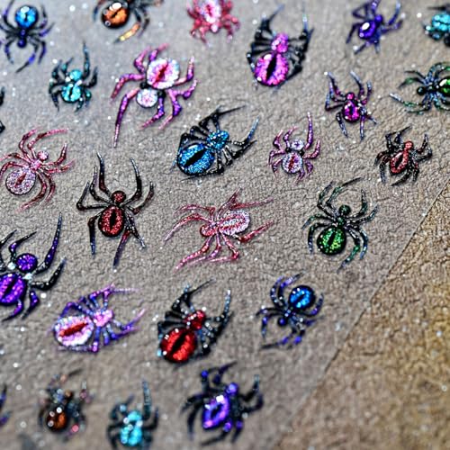 Halloween Nail Stickers Spider Web 5D Embossed Self-Adhesive Nail Art Decals - Spider-3