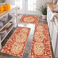 Fall Pumpkin Kitchen Rugs Set of 3 - Washable Farmhouse Floor Mats 20x32/48/59 Inches