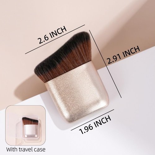 GOERTI Self Tanner & Bronzer Brush with Travel Case – Large Kabuki Body Makeup Brush for Face & Body, Ultra Soft Vegan Kabuki Foundation Makeup Brush for Liquid, Cream & Powder Applicator