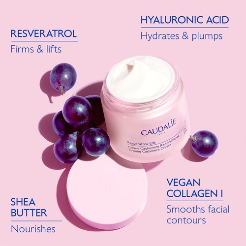 Caudalie Resveratrol-Lift Firming Cashmere Cream - Anti-Aging Moisturizer with Vegan Collagen & Hyaluronic Acid | 50 mL