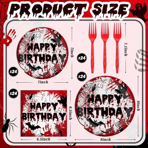 Halloween Blood Themed Tableware Set - 96 Pcs Spooky Party Supplies