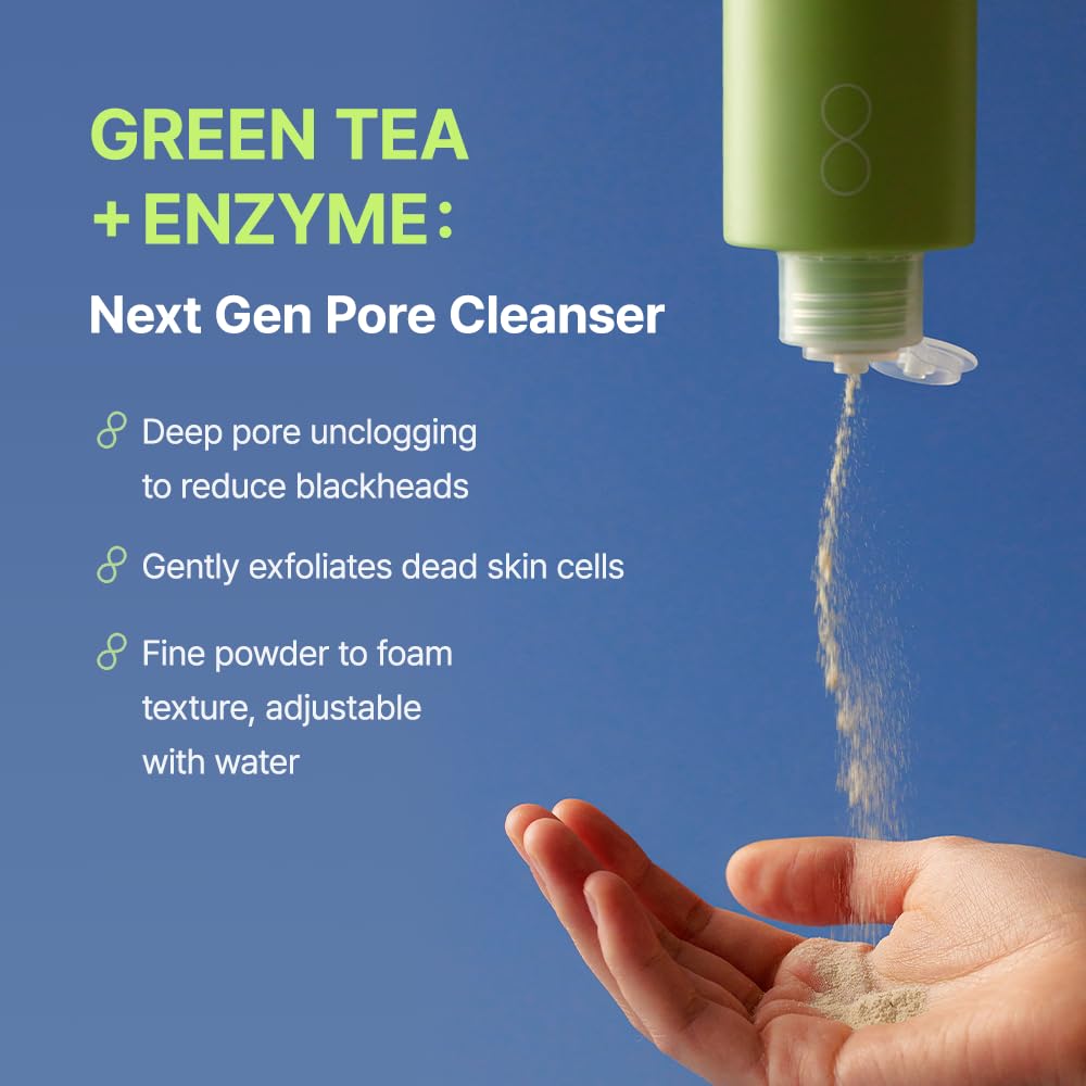 WISHTREND Green Tea & Enzyme Powder Wash - Gentle Facial Cleanser for Sensitive Skin | 110g / 3.88 Oz