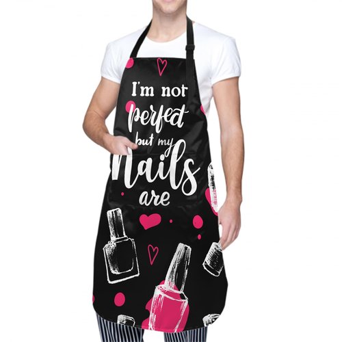 Giwawa Apron for Nails Technician Women - I'm Not Perfect But My Nails Are Nail Tech Apron Nail Technician Apron Manicurists Nail Art Supplies for Nail Salons Pink Cosmetology Smock 2 Pockets