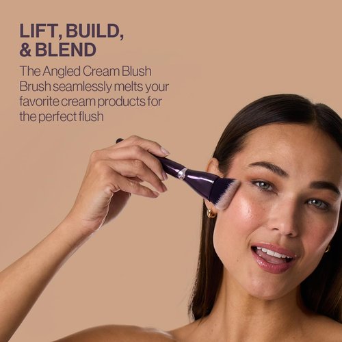 Anisa Beauty Angled Cream Blush Brush Premium Synthetic Fibers - Precision Brush for Balm, Cream, Liquid, or Stick Blush. - Vegan & Cruelty-Free