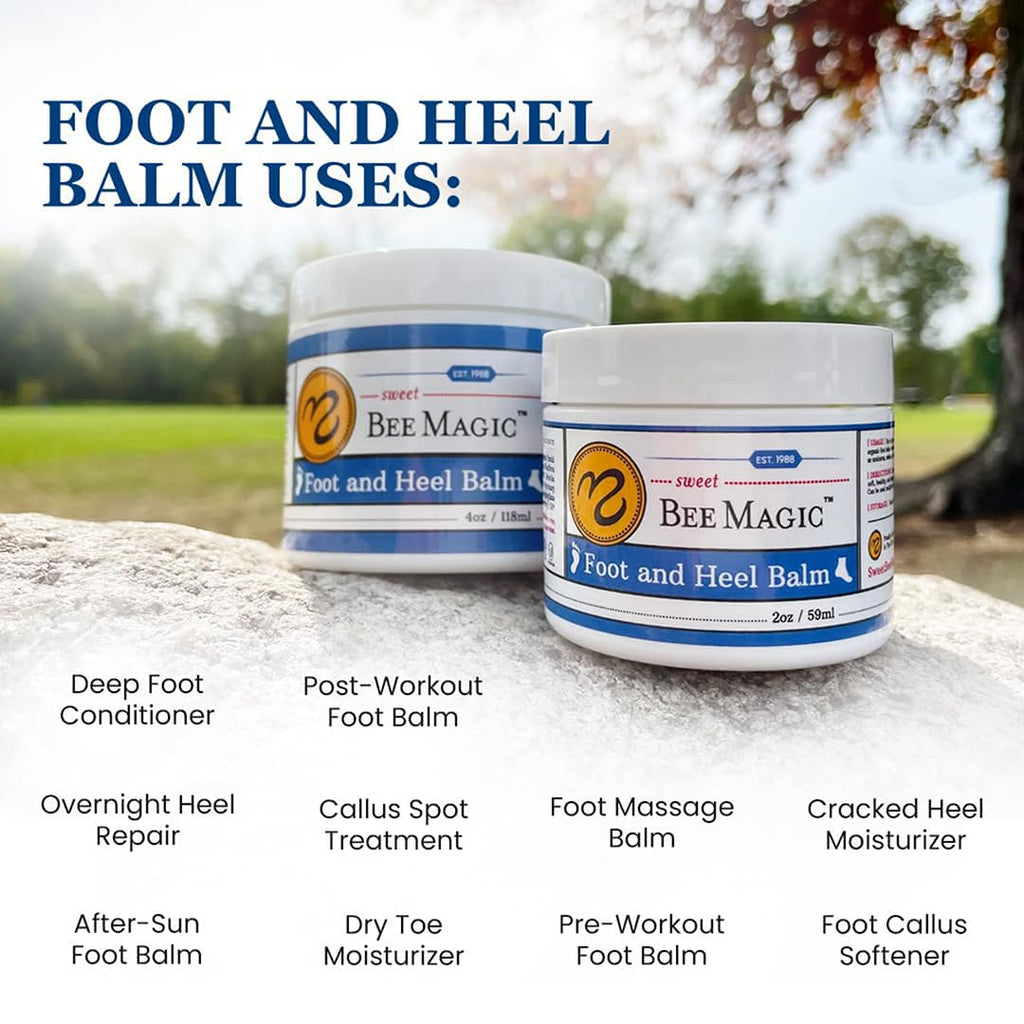 Sweet Bee Naturals Organic Foot Balm - Intensive Heel Cream for Dry, Cracked Feet - 4 OZ Jar