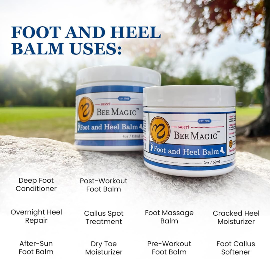 Sweet Bee Naturals Organic Foot Balm - Intensive Heel Cream for Dry, Cracked Feet - 4 OZ Jar