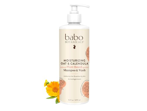 Babo Botanicals 2-in-1 Shampoo & Wash - Moisturizing Oat & Calendula for Gentle Cleansing - Safe for All Ages