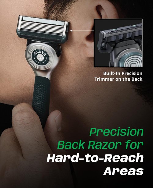 DORCO SLEEK 6 Blade Razor for Men with 7 Cartridges | Men's Cartridge Razors with Razor Handle and Smooth Shaving Blades | Men’s Razors with Multi-Flex Technology