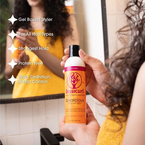 Jessicurl Spiralicious Gel - Frizz Control Hair Styling Gel for Curly Hair | 2 Fl Oz, Vegan & Sulfate-Free